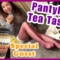 Instant Boba Bubble Tea Tasting in Shiny Purple Nylons Legs, Cecilia de Rafael