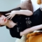 4k, 모델 세아, SeAH, Pose on the bed in black police cosplay costume(1), Beautiful model, 스튜디오쥬뜨