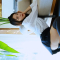 4k, Elegant model, Pose near a chair with a short skirt and high heels, 아름다운 강지영