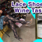 Lace Thigh Nylons Shoeplay Wine Tasting – Chile Sauvignon Blanc, Heels Dangle in Tights